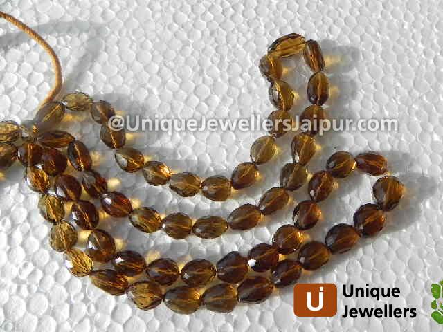 Cognac Quartz Concave Cut Nuggets Beads